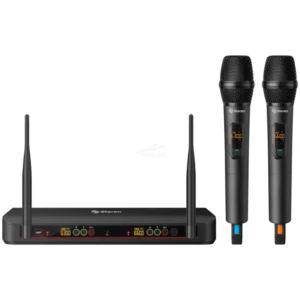SISTEMA 2 MICROFONOS INALAMBRICOS UHF STEREN