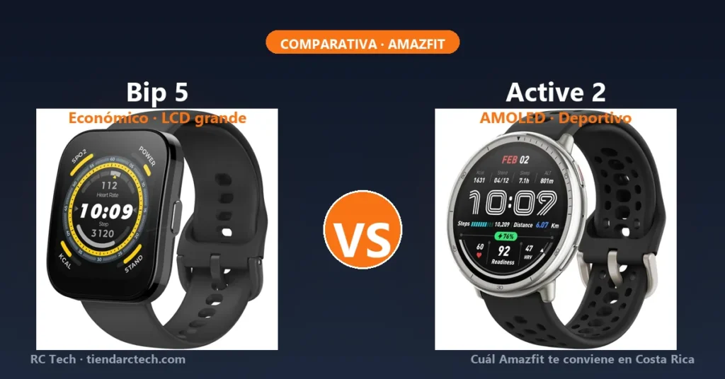 Amazfit Active 2 vs Amazfit Bip 5: cuál elegir en Costa Rica