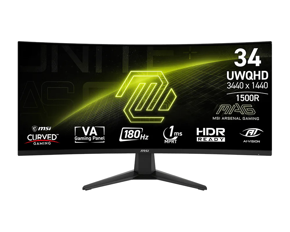 MONITOR LED 34" MSI MAG 346CQ CURVO 1MS - 180HZ - 3440X1440