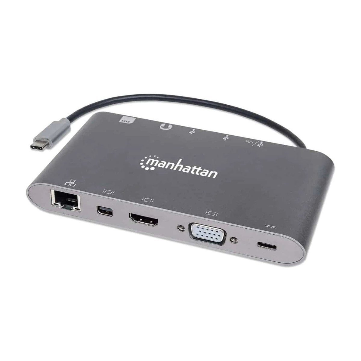 DOCKING STATION MANHATTAN USB-C a HDMI – RJ45 – MINI-DP – VGA – USB
