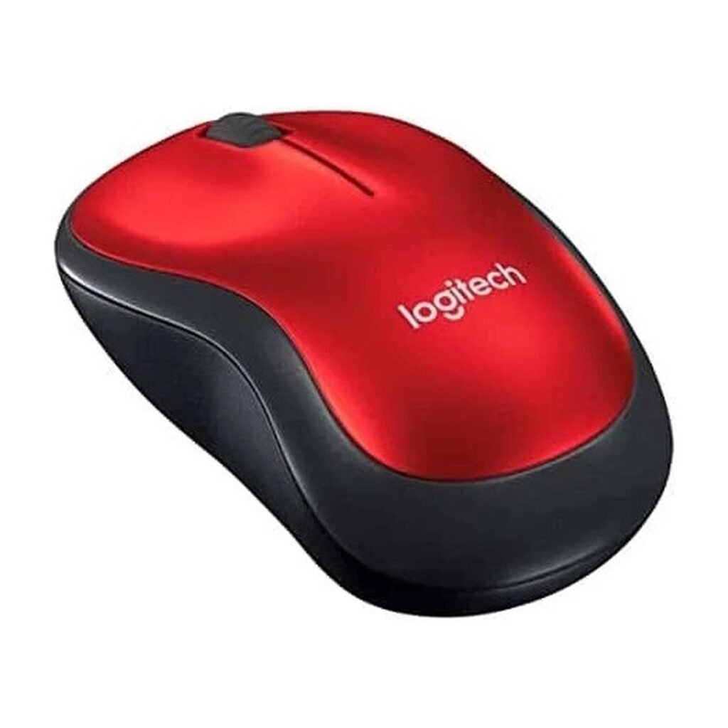Mouse Logitech M185 - Inalámbrico - Negro-Rojo