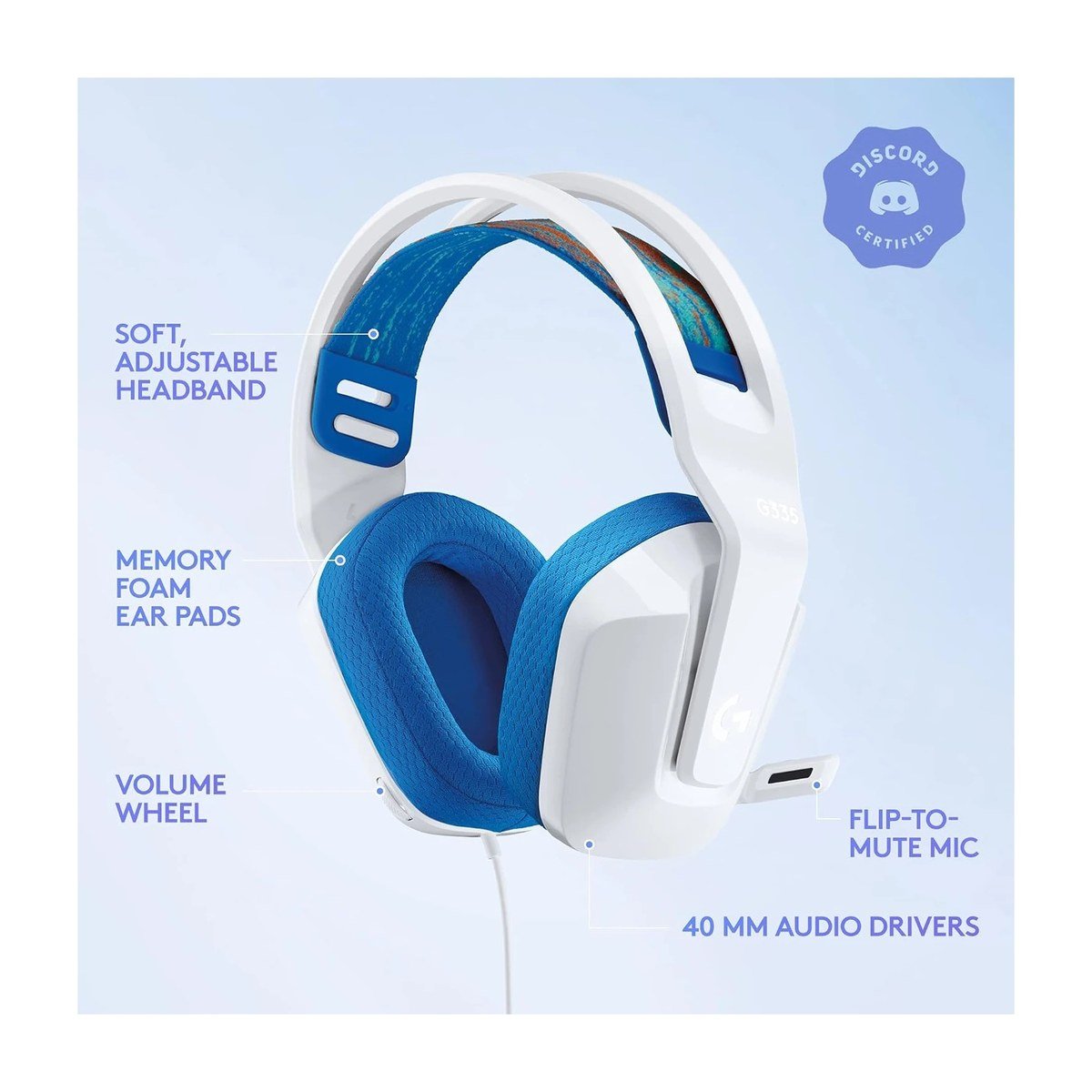 Headset Logitech Gaming G335 – Blanco