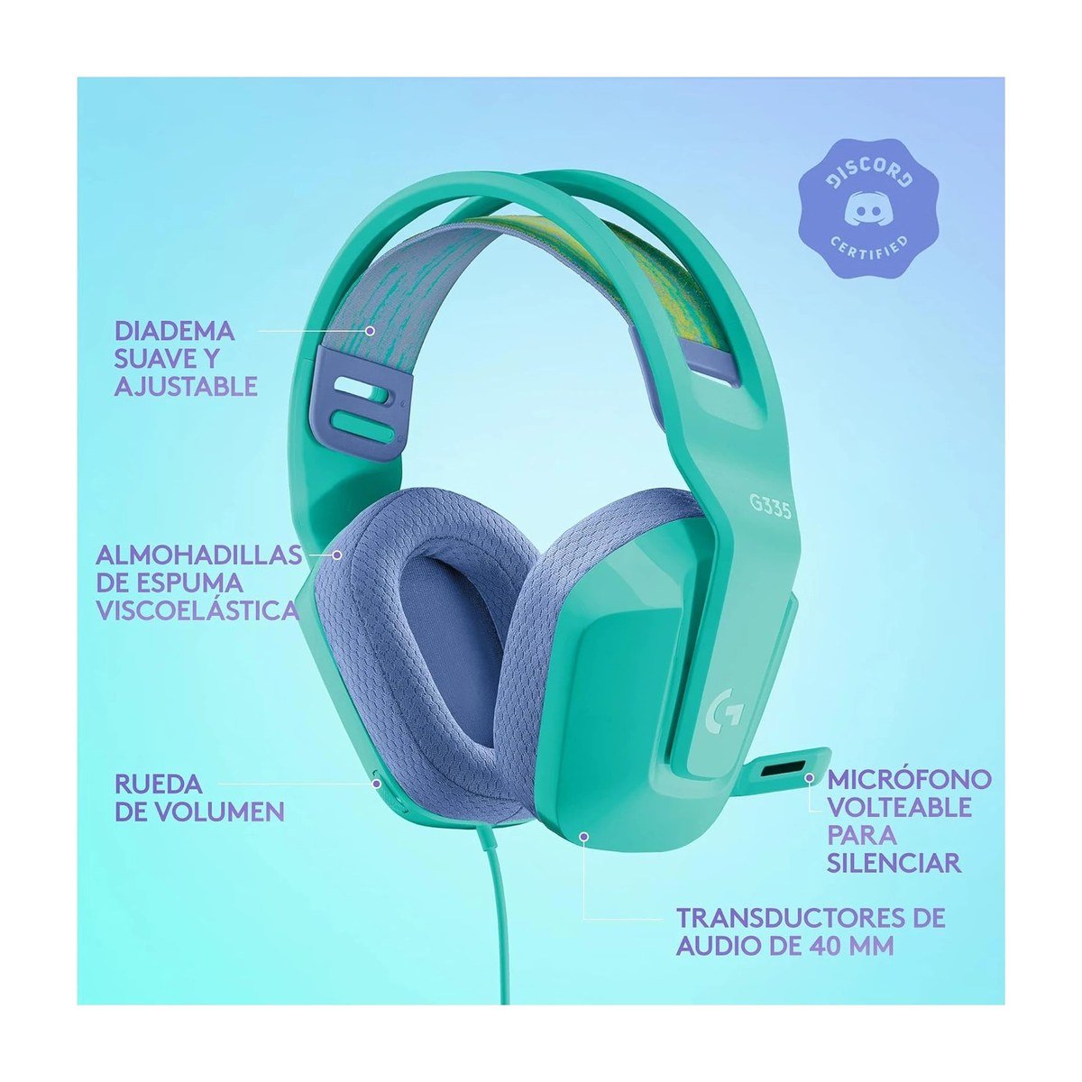 Headset Logitech Gaming G335 – Menta