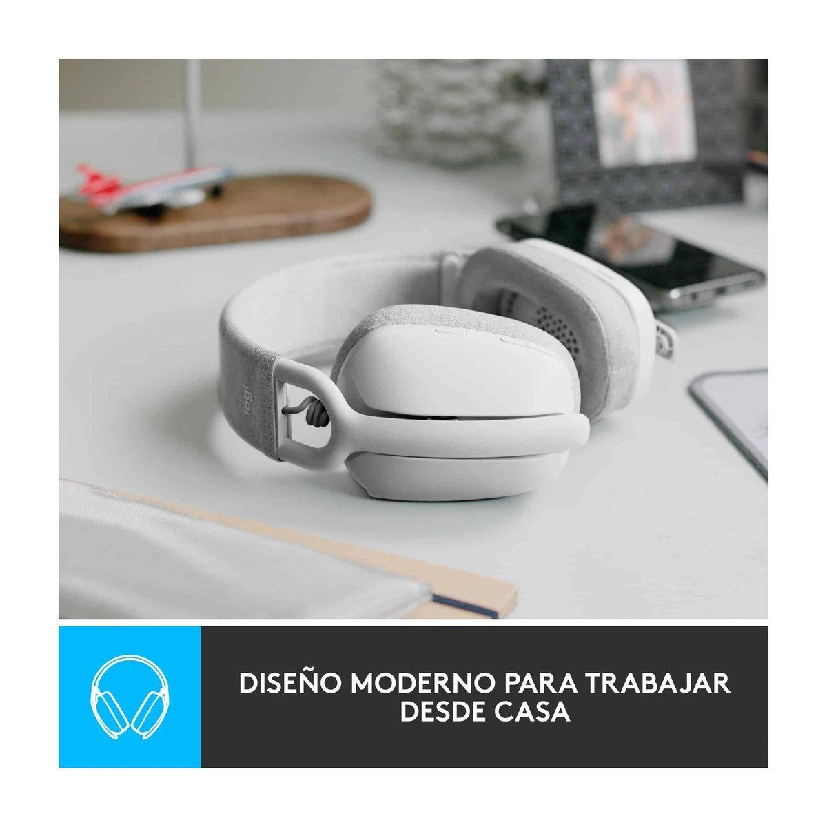 Headset Logitech ZONE VIBE 100 – Inalámbrico – Blanco