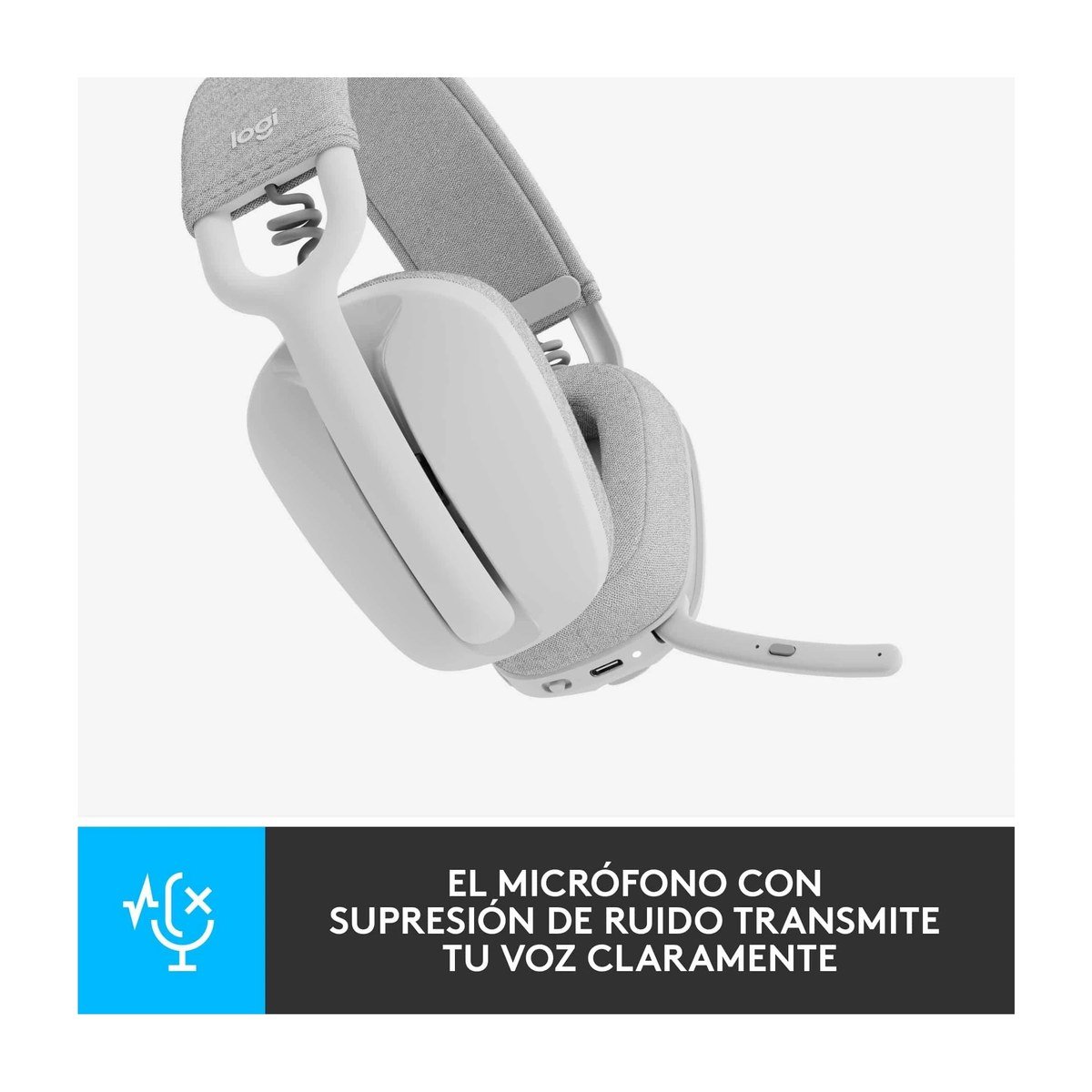 Headset Logitech ZONE VIBE 100 – Inalámbrico – Blanco