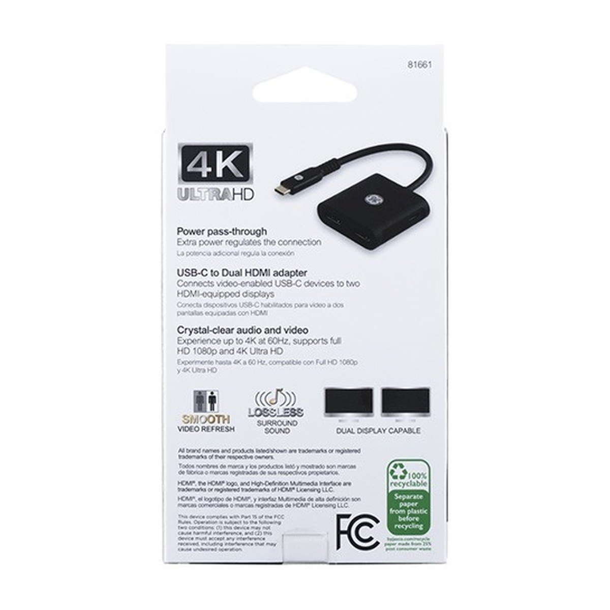 Adaptador General Electric USB-C a HDMI – Dual Port – 4K – 81661