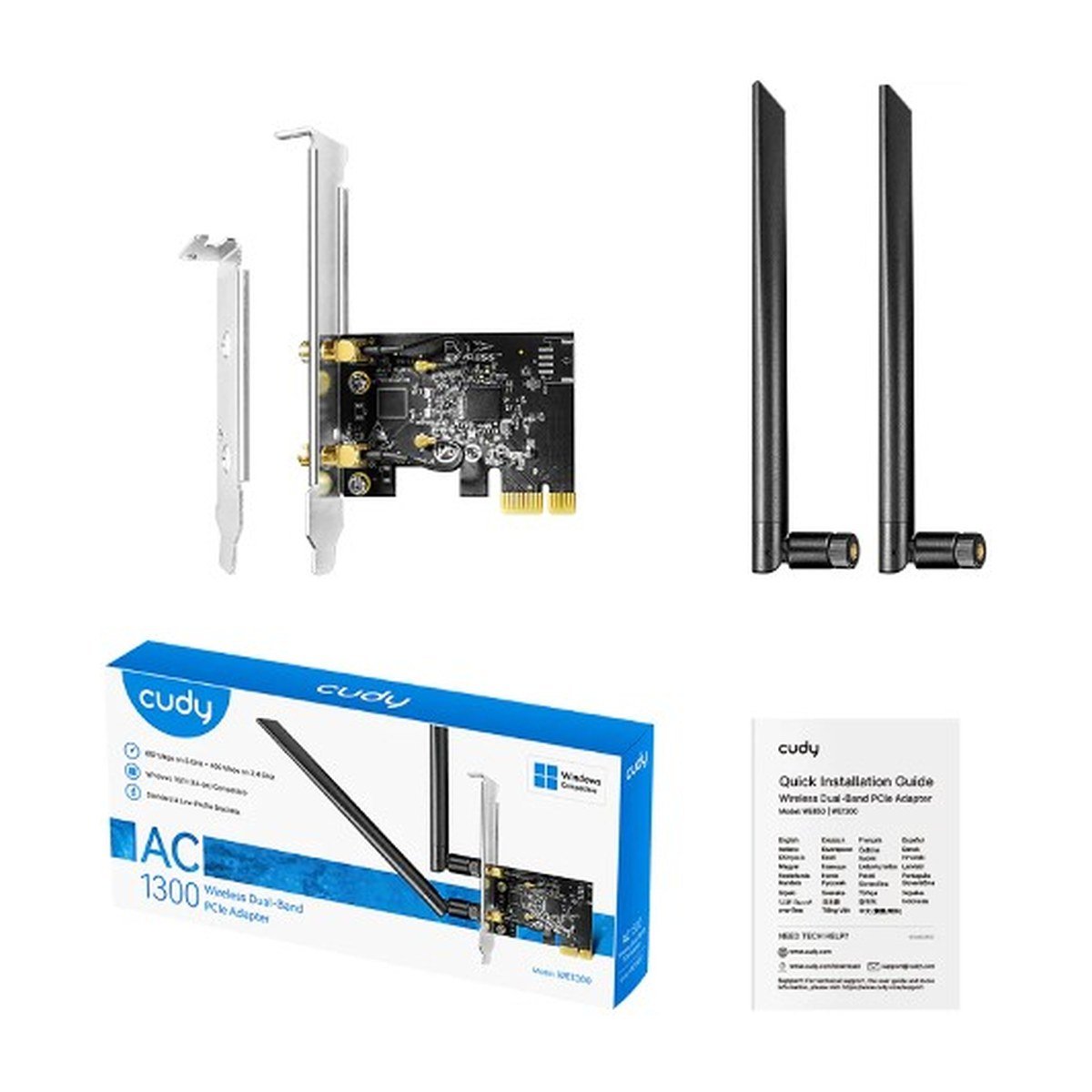 Cudy Adaptador de Red AC1300 – Dual Band – PCIe – WE1300
