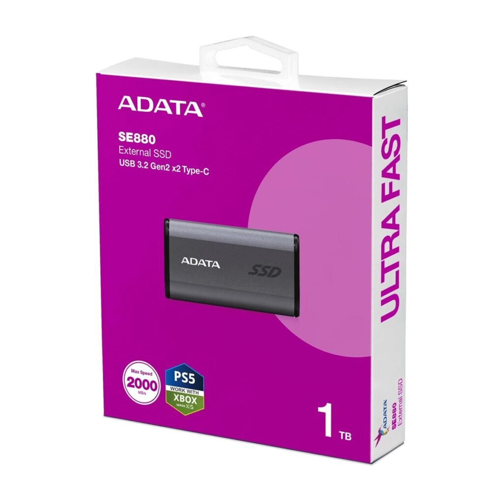 DISCO SSD EXTERNO ADATA SE880 - 1TB - USB 3.2 - GRIS - 2000 MB/s