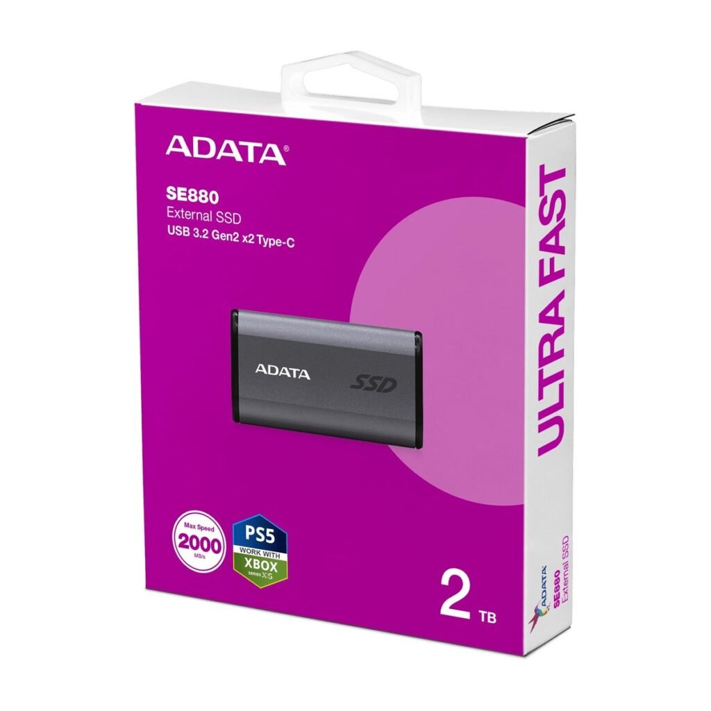 DISCO SSD EXTERNO ADATA SE880 - 2TB - USB 3.2 - GRIS - 2000 MB/s