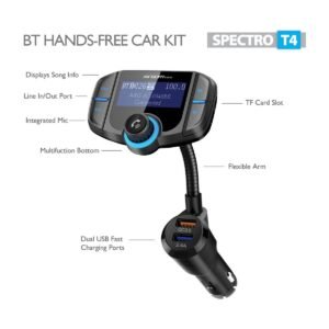 CARGADOR Y BLUETOOTH PARA CARRO – ARGOM SPECTRO T4 – USB QC3.0