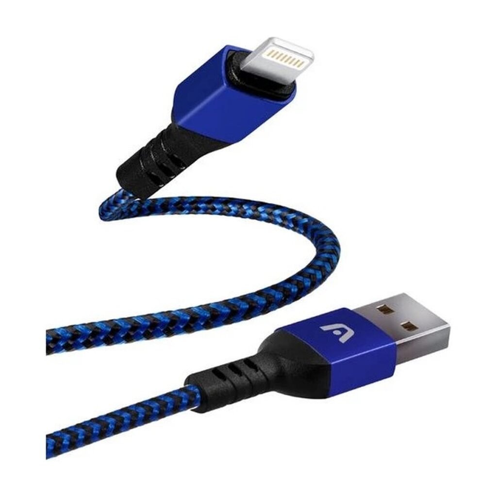 CABLE ARGOM USB-A A LIGHTNING – TRENZADO – 1.8 METROS – AZUL