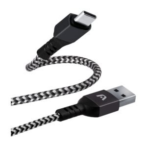 CABLE ARGOM USB-C A USB-A – TRENZADO – 1.8 METROS – NEGRO