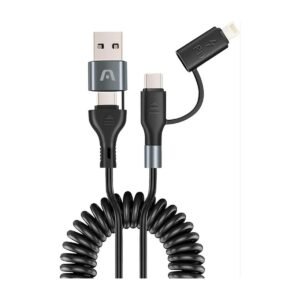 CABLE ARGOM DURA COIL USB-C 4 EN 1 – CARGA RAPIDA 60W – 1.5 MTS