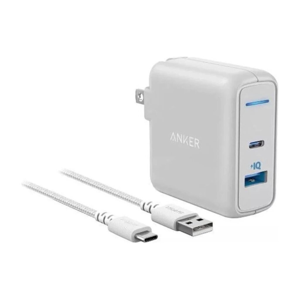 ANKER POWERPORT C2 USB-A+C 15W CON CABLE BLANCO