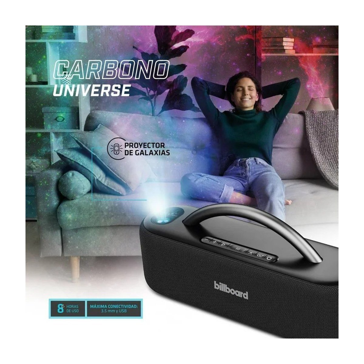 PARLANTE STF CARBONO UNIVERSE BILLBOARD – 30W – TWS – CON PROYECTOR DE GALAXIAS