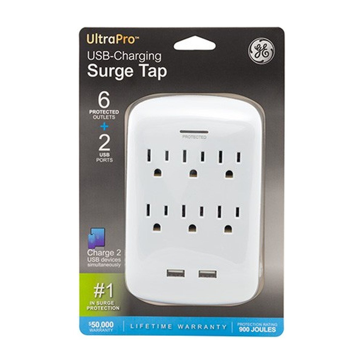 Regleta General Electric USB Charging Surge Tap Ultra Pro – Blanca – 83188
