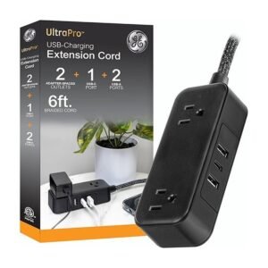 Regleta General Electric USB Charging Extension Cord – Negro – 1,8Mts – 82586