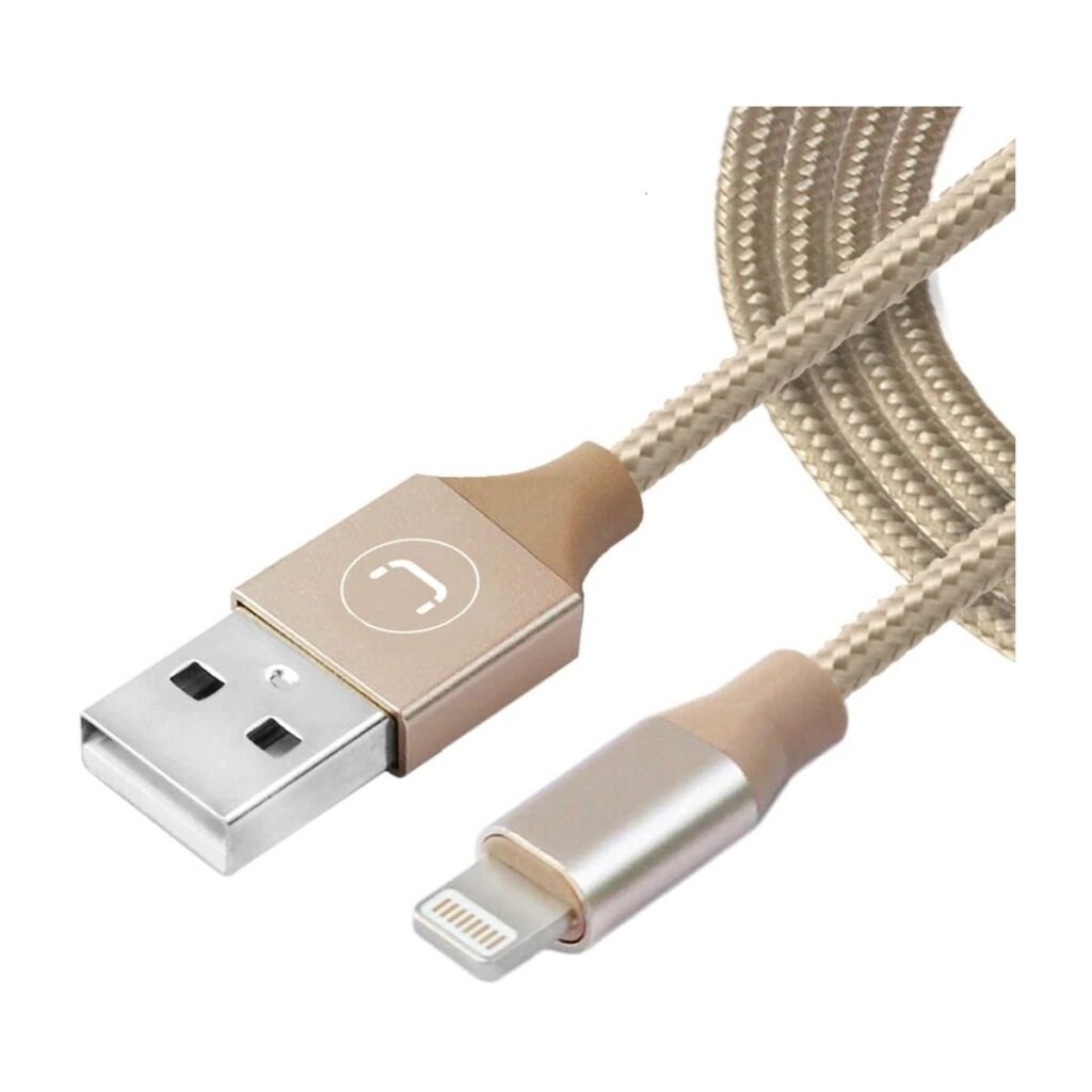 CABLE UNNO LIGHTNING A USB – 1 MTS – TRENZADO DORADO