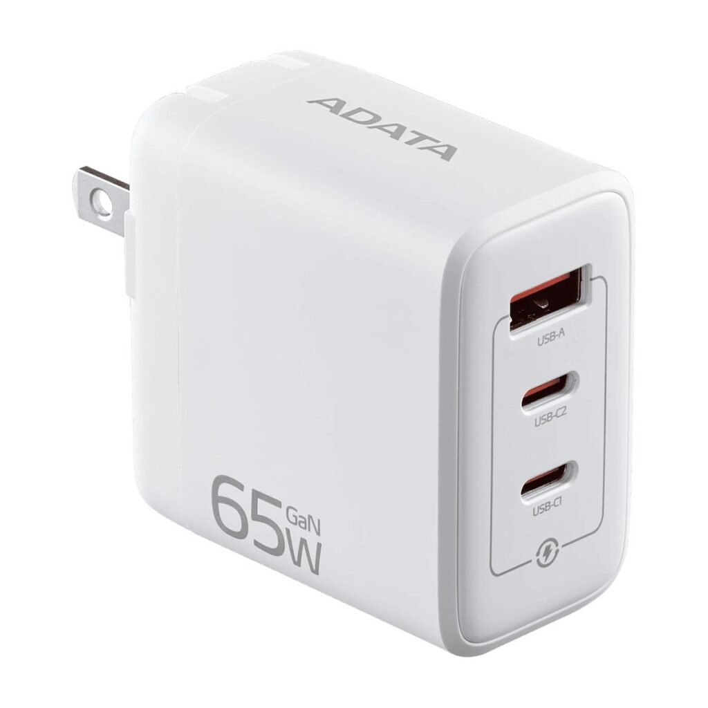 CARGADOR DE PARED ADATA – 1 USB- 2 USB-C – 65W – BLANCO