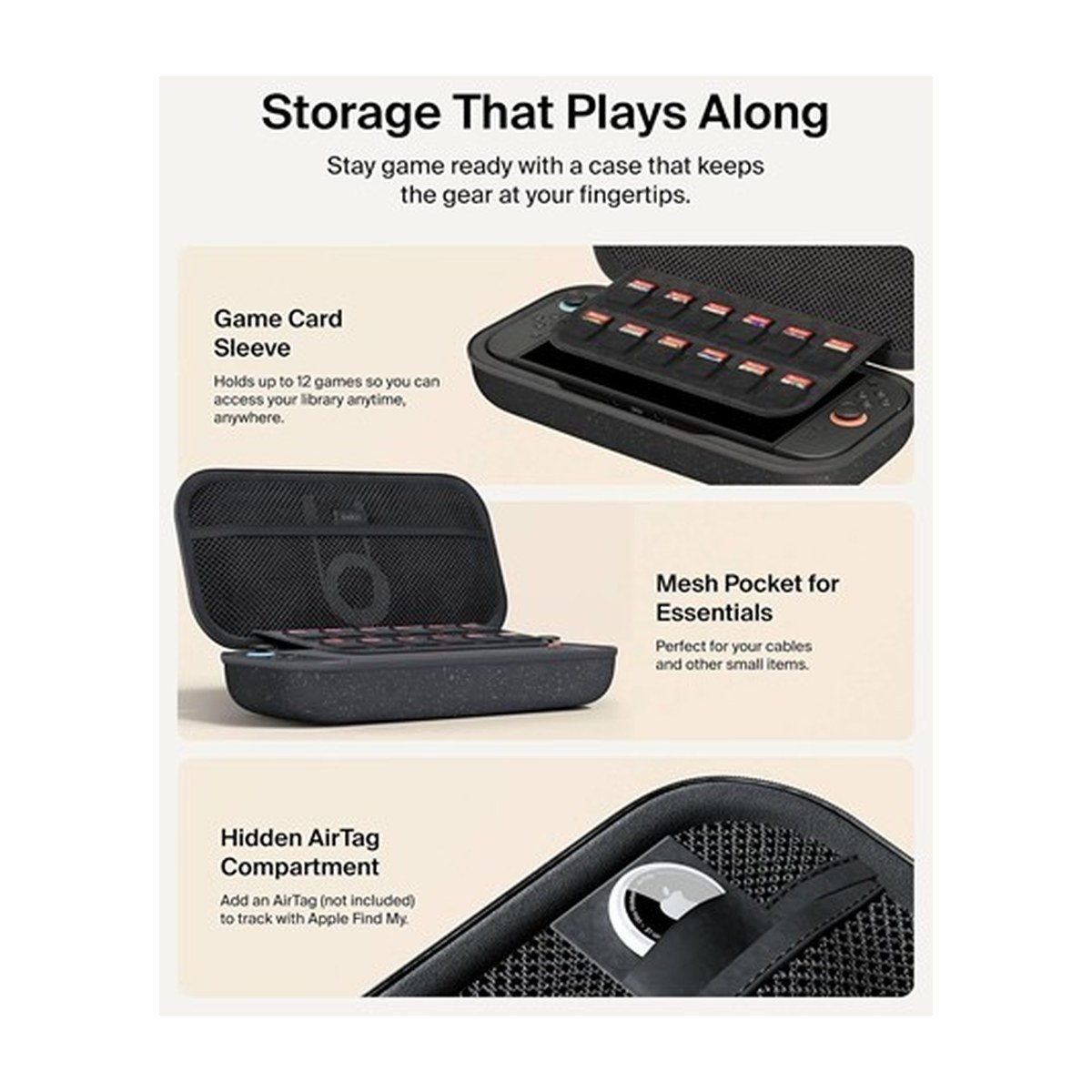 Belkin Funda para Nintendo Switch 2 con powerbank integrado de 10,000 mAh- Charcoal