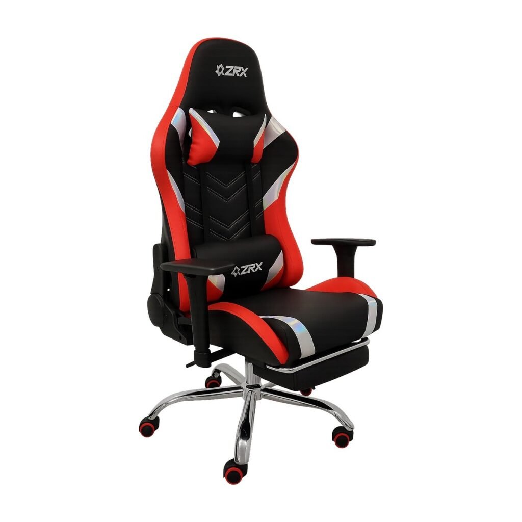 SILLA GAMING ZRX CON REPOSAPIÉS – ROJO CON NEGRO