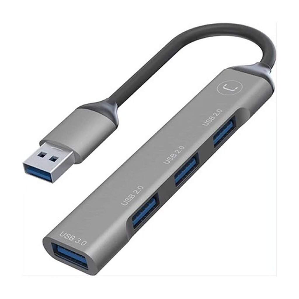 USB HUB UNNO 4 PUERTOS USB 2.0 – GRIS