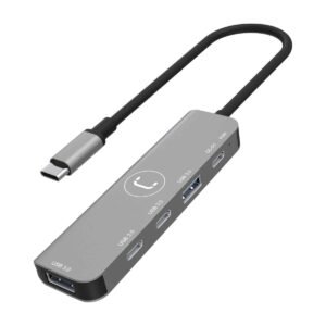 USB HUB UNNO USB-C A 2xUSB-A 3.0 – 2xUSB-C 3.0 – GRIS