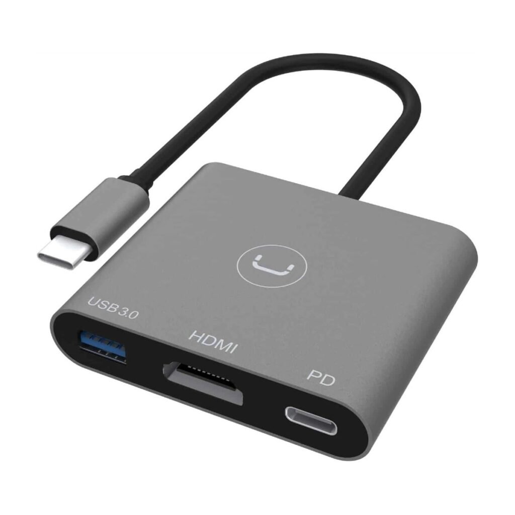 USB HUB UNNO USB-C a USB 3.0 – HDMI – PD – GRIS