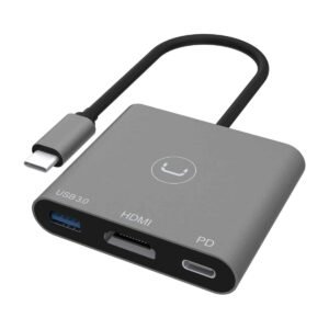USB HUB UNNO USB-C a USB 3.0 – HDMI – PD – GRIS