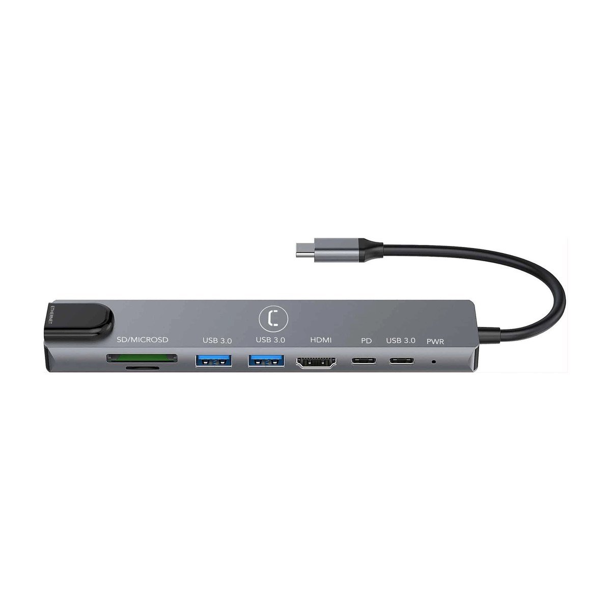 ADAPTADOR HUB UNNO USB-C A 2xUSB-A – 1xUSB-C – HDMI – MICRO-SD – PD – RJ45