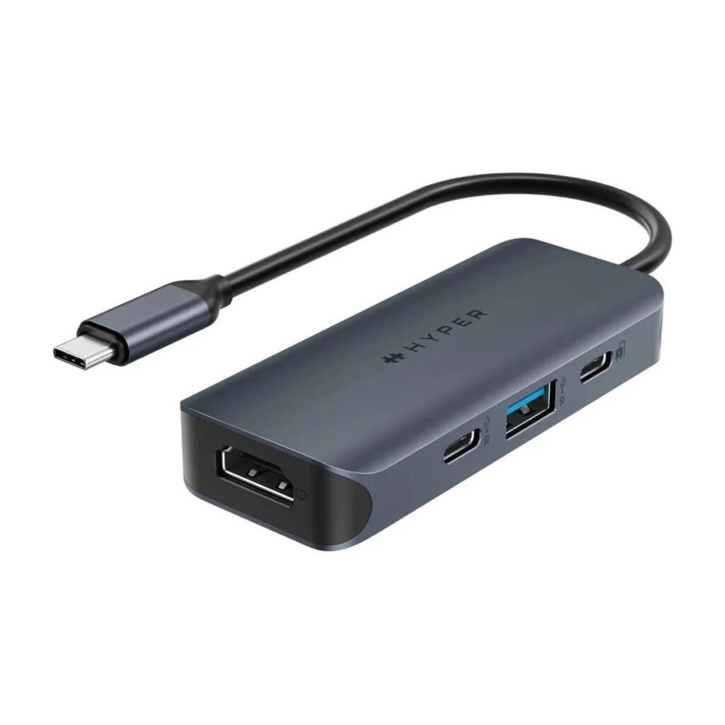 ADAPTADOR HUB HYPER USB-C a 1 PUERTO USB 3.0 – 2 PUERTOS USB-C – HDMI