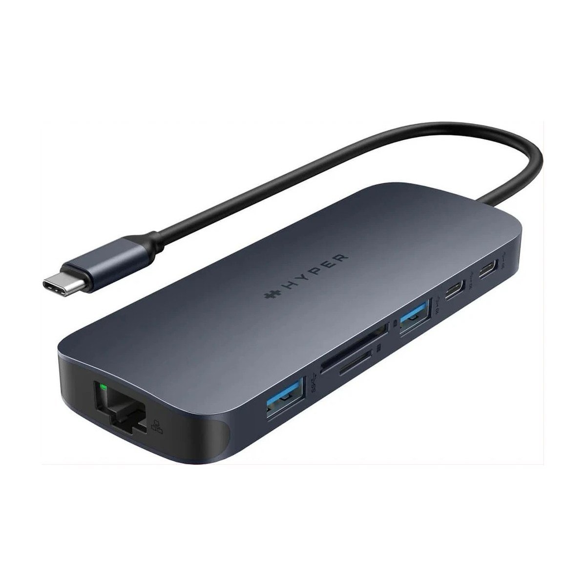 ADAPTADOR HUB HYPER USB-C a 2 PUERTO USB 3.0 – 1 PUERTOS USB-C – 2 HDMI – 1 RJ45 – MICROSD