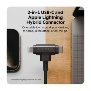 CABLE HIBRIDO HYPERJUICE USB-C Y LIGHTNING – 1.5 MTS