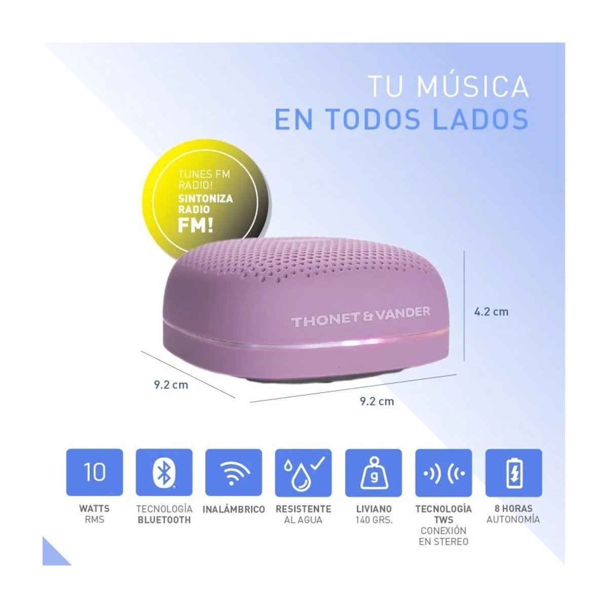 PARLANTE THONET & VANDER DUETT TWS 10W RMS – RADIO FM – MORADO
