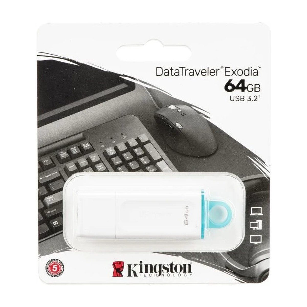MEMORIA USB KINGSTON DATATRAVELER EXODIA – USB 3.2 – 64GB – BLANCA