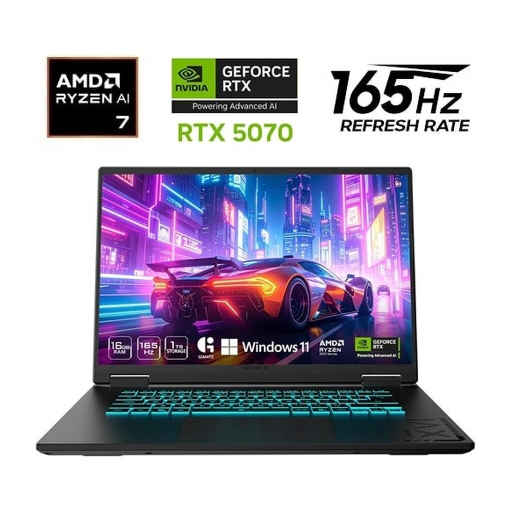 Gigabyte Gaming A16 – R7-260 – RTX 5070 – 16GB -1TB – 16″