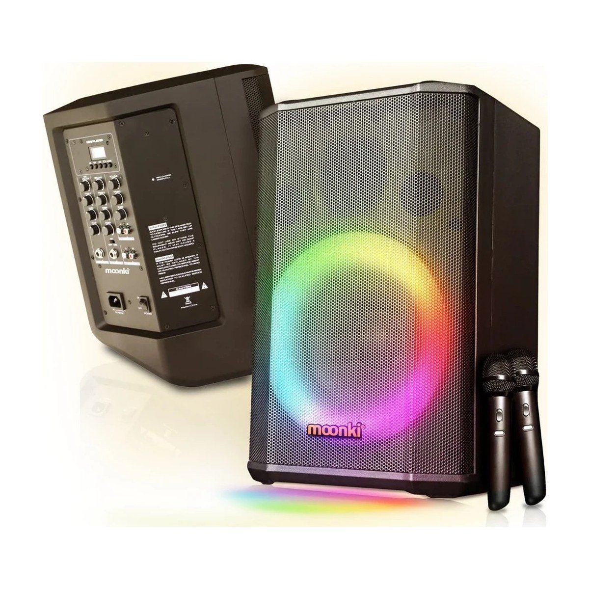 PARLANTE MOONKI MALIBU MAX – BLUETOOTH – 2 MICROFONO – RGB – NEGRO