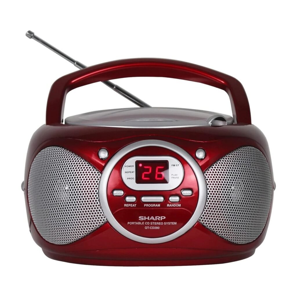 PARLANTES SHARP BOOMBOX STEREO – AM – FM – CD – AUX – ROJO