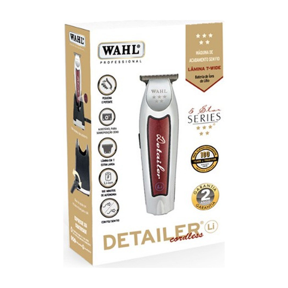 Wahl Rasuradora Professional Cordless Detailer Li – Plateada y Rojo – 8171-008