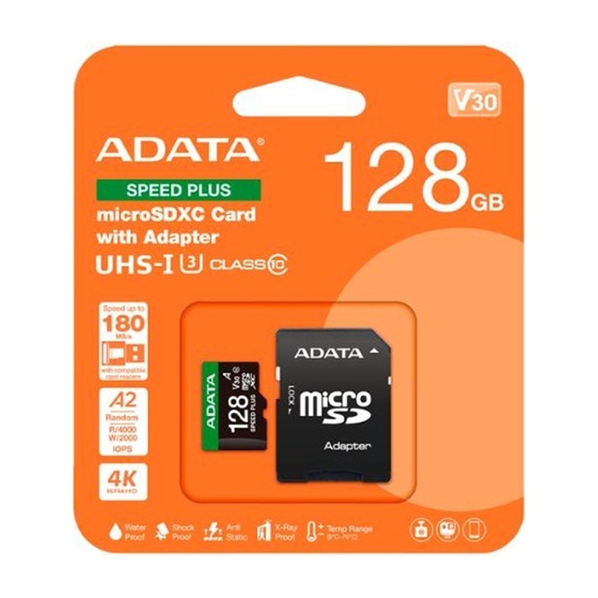 MicroSD Adata SDXC – 128GB – V30 – Class 10 – UD128GUI3V30A2SP-RA1