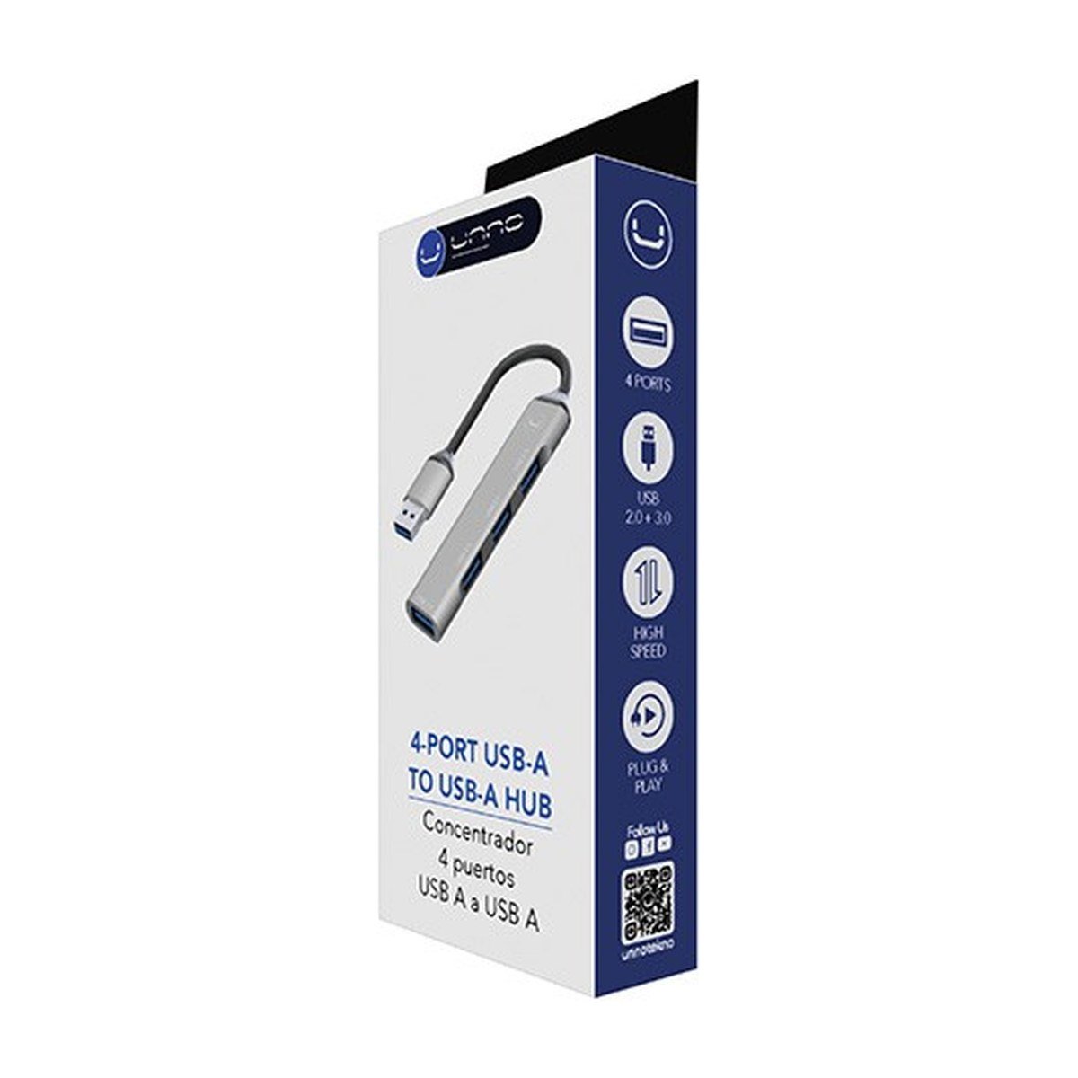 Hub Unno Tekno 4 puertos USB-A a USB-A – HB1008GY