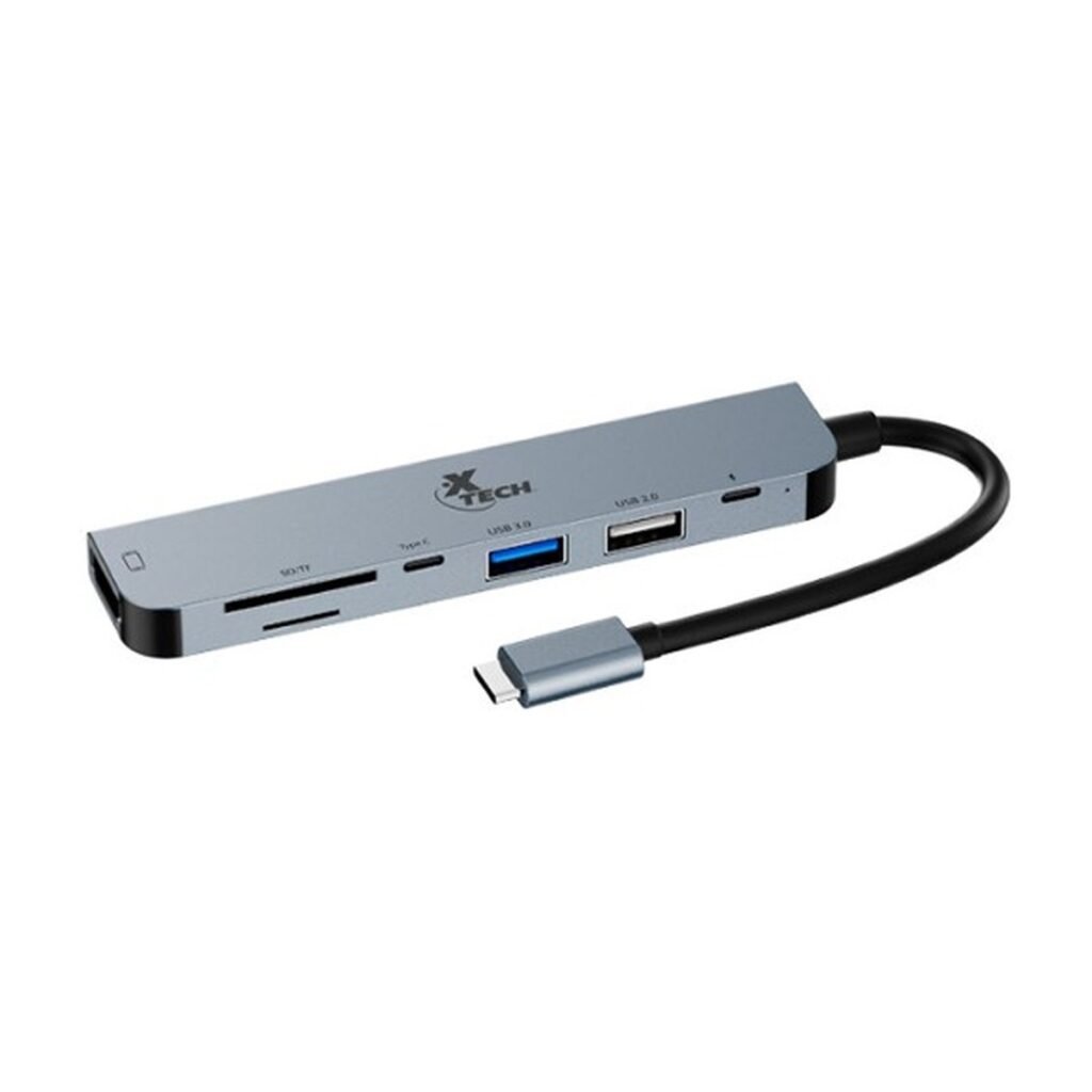 Hub 7 en 1 Xtech XTC571 – USB-C – Gris – XTC-571