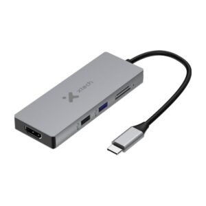 Hub 5 en 1 Xtech – USB-C – Gris – XTC-564
