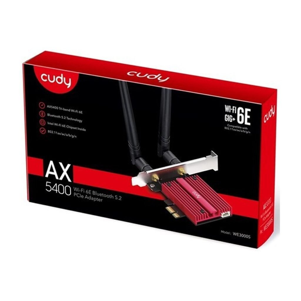 Adaptador WIFI PCIE Cudy AX5400 Tri-Band – Wifi 6E – Bluetooth 5.2 – WE3000S