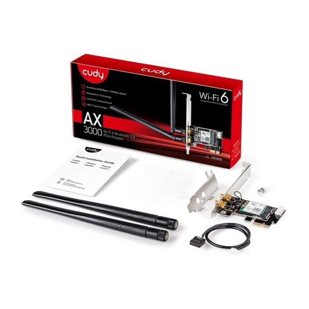 Adaptador WIFI PCIE Cudy AX3000 Dual-Band Wifi 6 – Bluetooth 5.2 – WE3000
