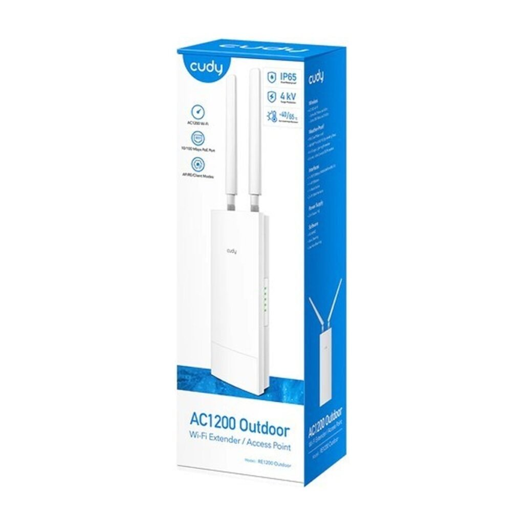 Amplificador de Señal Cudy – AC1200 Indoor/Outdoor Wifi Extender / Access Point – Blanco – RE1200