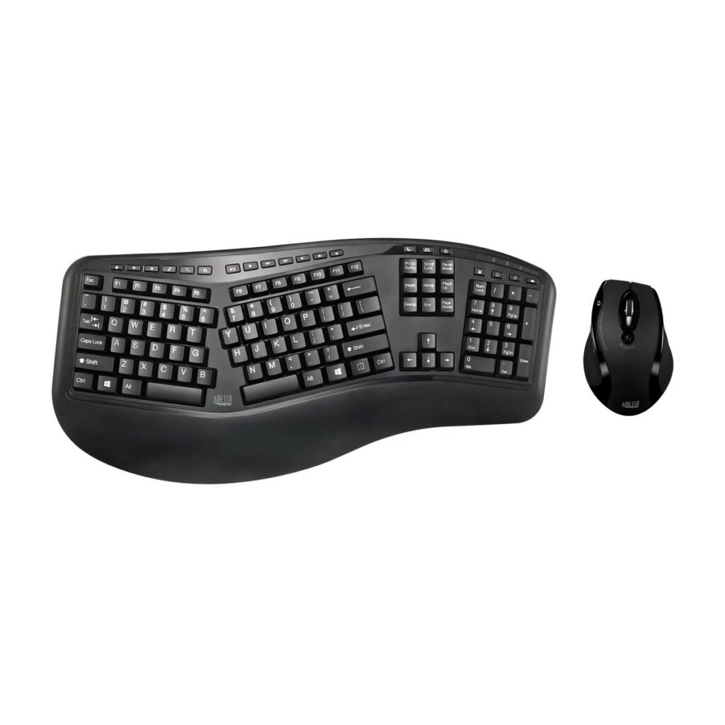 TECLADO ERGONOMICO Y MOUSE ADESSO - INALAMBRICO