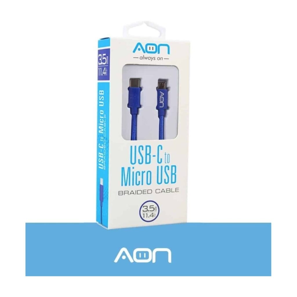 Cable AON USB-C a Micro USB – Azul – 3.5m / 11.4ft (AO-CB-6003)