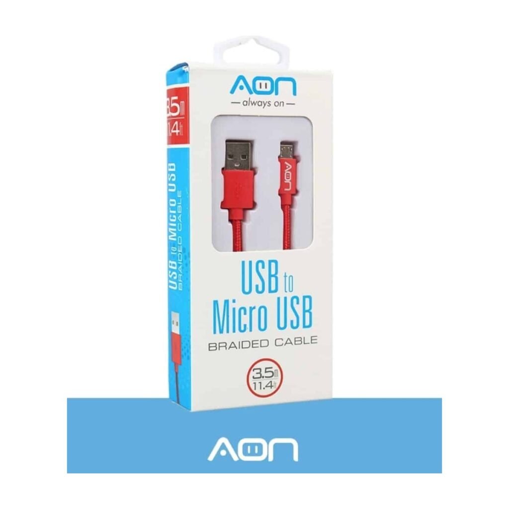 Cable AON USB a Micro USB – Rojo – 3.5m/11.4ft (AO-CB-3002)