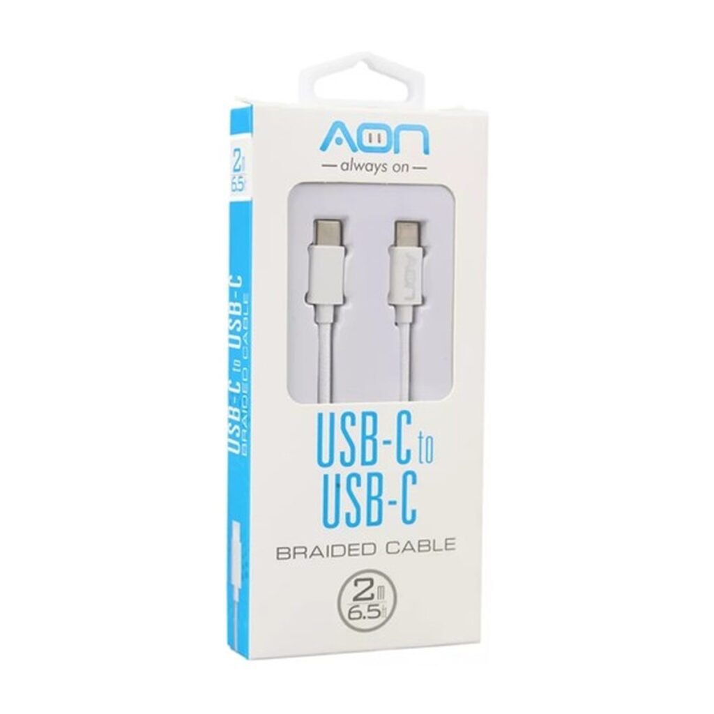 Cable AON USB-C a USB-C 2mts – Blanco – AO-CB-5019